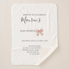 Cobertor Sherpa Pink Bow Girl Baby Shower 