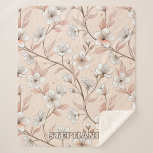Cobertor Sherpa Pink Cherry Blossom Sakura Padrão a Rosa (2)