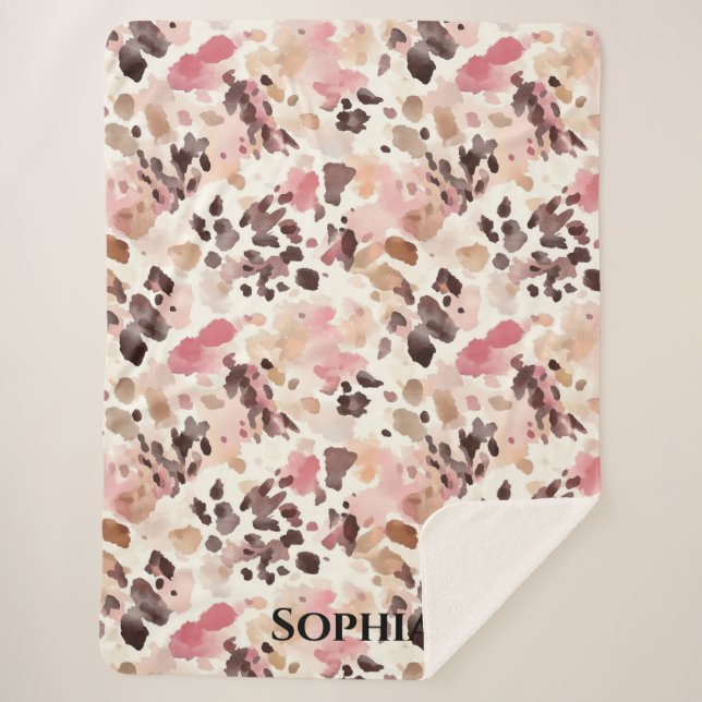 Cobertor Sherpa Pink Cream Brown Leopardo Natal (Frente)