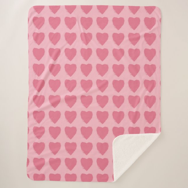 Cobertor Sherpa Pink Hearts Seamless Pattern (Frente)