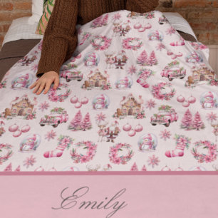 Cobertor Sherpa Pink Natal Personalizado