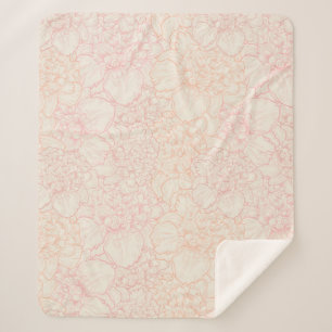 Cobertor Sherpa Pink Peony Floral Patterno