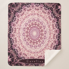 Cobertor Sherpa Pink Personalizado e Pedra Borgonha Mandala