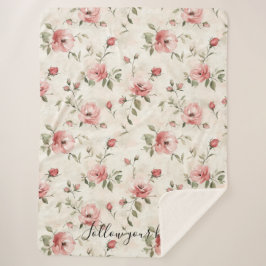 Cobertor Sherpa Pink Roses Floral 