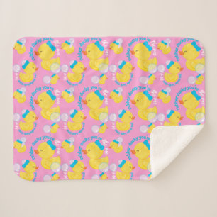 Cobertor Sherpa Pink Watercolor Rubber Ducky Você é o Único