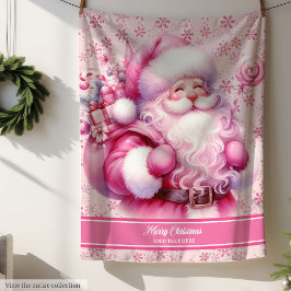 Cobertor Sherpa Pinkmas Papais noeis Girls Blanket com nome person