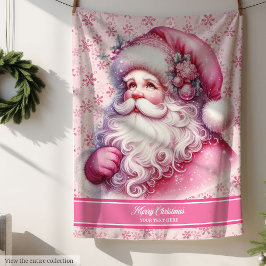 Cobertor Sherpa Pinkmas Personalizados das Meninas do Papai Noel R