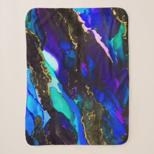 Cobertor Sherpa Pintura a Álcool Preto e Roxo