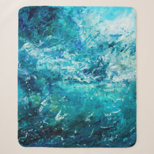 Cobertor Sherpa pintura a óleo de abstrato mostrando ondas no ou