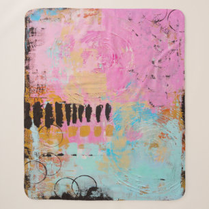 Cobertor Sherpa Pintura branca e abstrato vermelha