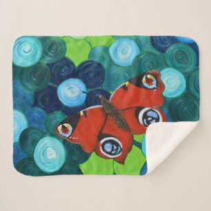 Cobertor Sherpa Pintura da Borboleta de Peacock