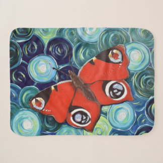 Cobertor Sherpa Pintura da Borboleta Pavão Retrabalhada