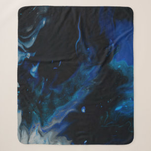 Cobertor Sherpa Pintura de abstrato branco e azul