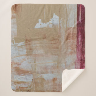 Cobertor Sherpa Pintura de abstrato branco e castanho