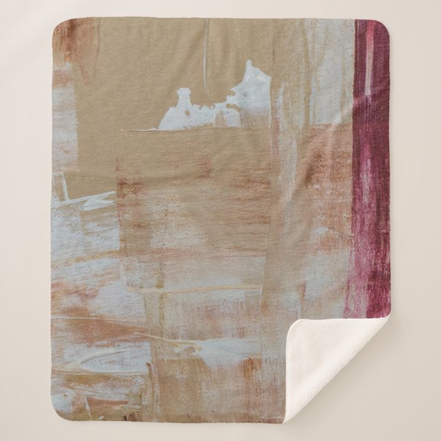 Cobertor Sherpa Pintura de abstrato branco e castanho (Frente)