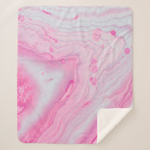 Cobertor Sherpa Pintura de abstrato branco e rosa