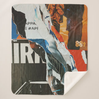 Cobertor Sherpa Pintura de abstrato preto branco e laranja