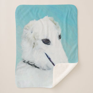 Cobertor Sherpa Pintura de Borzoi (branca) - Arte de Cão Original