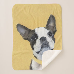Cobertor Sherpa Pintura de Boston Terrier - Arte de Cachorro Origi