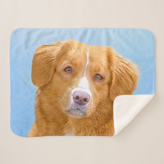 Cobertor Sherpa Pintura de Cachorro de Retriever com Tolerância a  (Frente (Horizontal))
