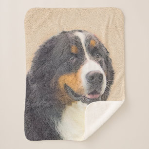 Cobertor Sherpa Pintura De Cão Da Montanha Bernese - Arte Origina