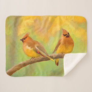 Cobertor Sherpa Pintura De Cedar Waxwing - Arte De Cachorro Origin