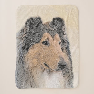 Cobertor Sherpa Pintura de Collie (Rough) - Arte Cão Original Bon