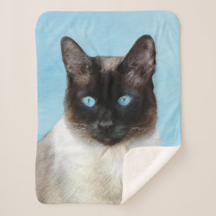 Cobertor Sherpa Pintura de Gatos Siameses - Arte de Gato Original