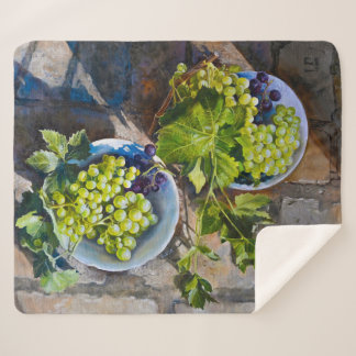 Cobertor Sherpa Pintura de Natureza-Morta de Uva Verde