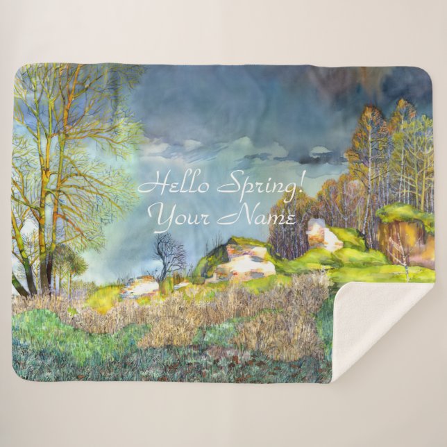 Cobertor Sherpa pintura de primavera Thunderstorm Sherpa Blanket (Frente (Horizontal))