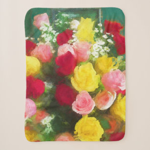 Cobertor Sherpa Pintura de Rose Bouquet - Arte Flor Original Custa