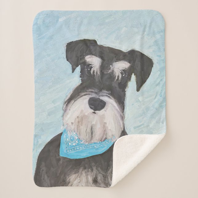 Cobertor Sherpa Pintura de Schnauzer (Miniatura) - Cachorro Origin (Frente)
