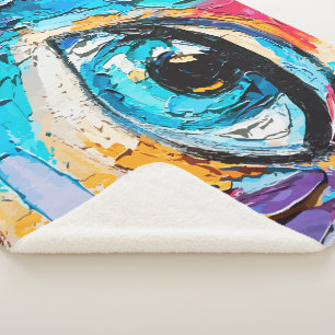Cobertor Sherpa Pintura Digital Abstrata a Óleo de Olhos Bonitos