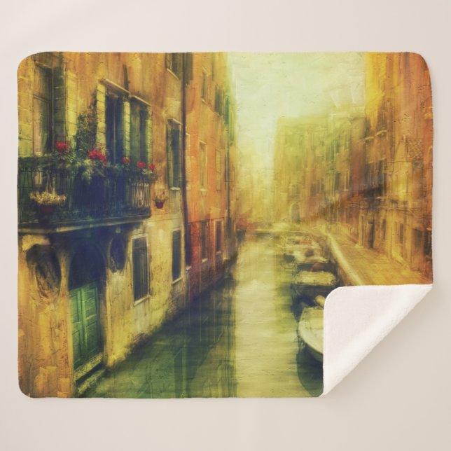 Cobertor Sherpa Pintura do Canal de Veneza (Frente (Horizontal))