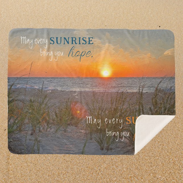 Cobertor Sherpa Pintura do nascer do sol com aspas inspiradoras (Inspirational Quote Sunrise Painting Sherpa Blanket)