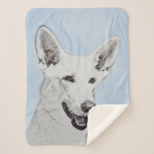 Cobertor Sherpa Pintura em Pastor Branco - Arte de Cachorro Origin