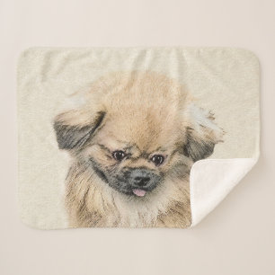 Cobertor Sherpa Pintura em Pekingese - Arte Cachorra Original