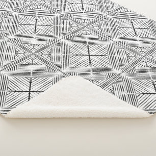Cobertor Sherpa Pintura geométrica a preto e branco