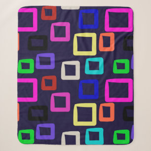 Cobertor Sherpa Pintura geométrica quadrada, design gráfico sem co