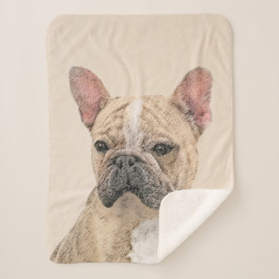 Cobertor Sherpa Pintura para o Bulldog Francês (Sable) - Fita Ori