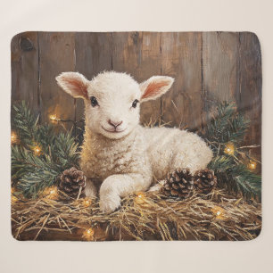 Cobertor Sherpa Pintura russa de cordeiro de Natal bonito