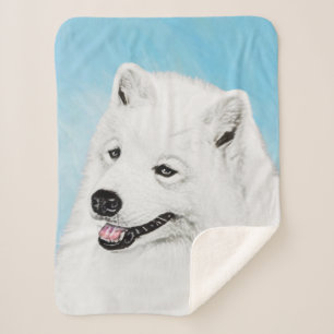 Cobertor Sherpa Pintura Samoyed - Arte Cachorosa Original