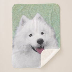Cobertor Sherpa Pintura Samoyed - Arte Cachorra Original