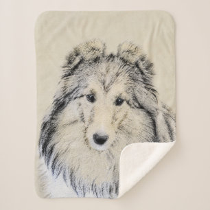 Cobertor Sherpa Pintura Shetland Sheepdog - Arte Cachorreira Origi