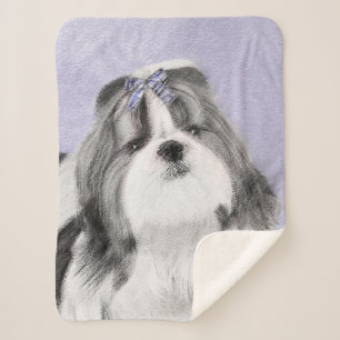 Cobertor Sherpa Pintura Shih Tzu - Arte Cachorosa Original