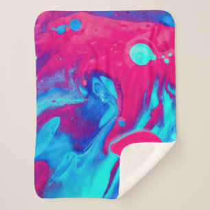 Cobertor Sherpa Pintura violeta e abstrato azul
