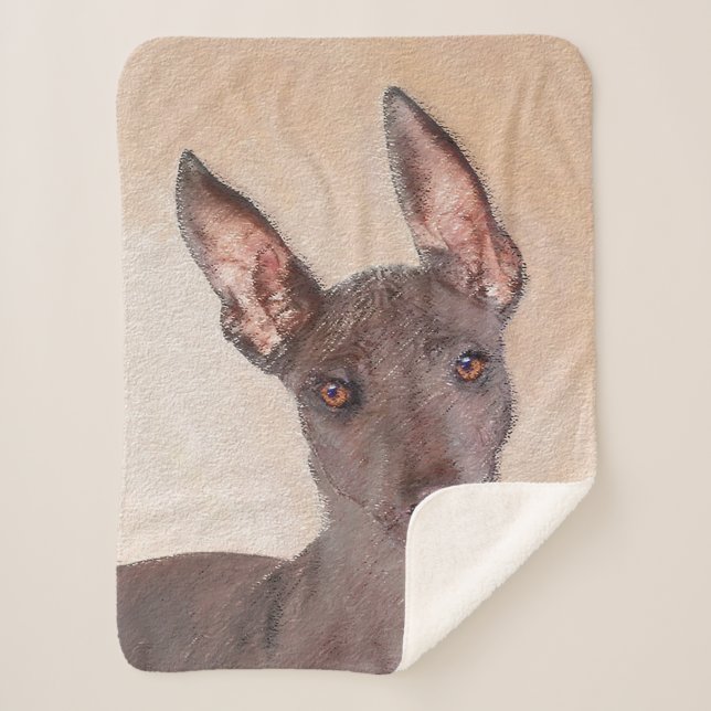 Cobertor Sherpa Pintura Xoloitzcuintli - Arte Cachorra Original (Frente)