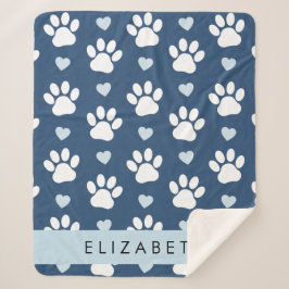 Cobertor Sherpa Pinturas De Cães, Patas Brancas, Corações Azuis, S