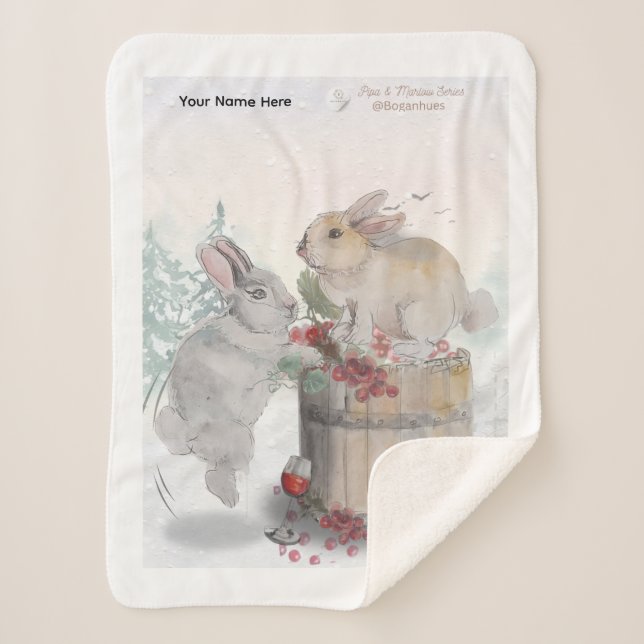 Cobertor Sherpa "Pipa & Marlow" Boganhues print (Frente)