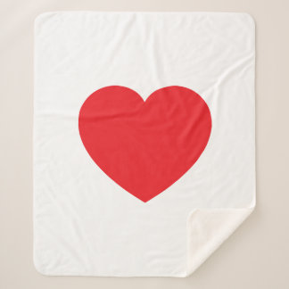 Cobertor Sherpa Plain Modern White Red Love Heart Graphic
